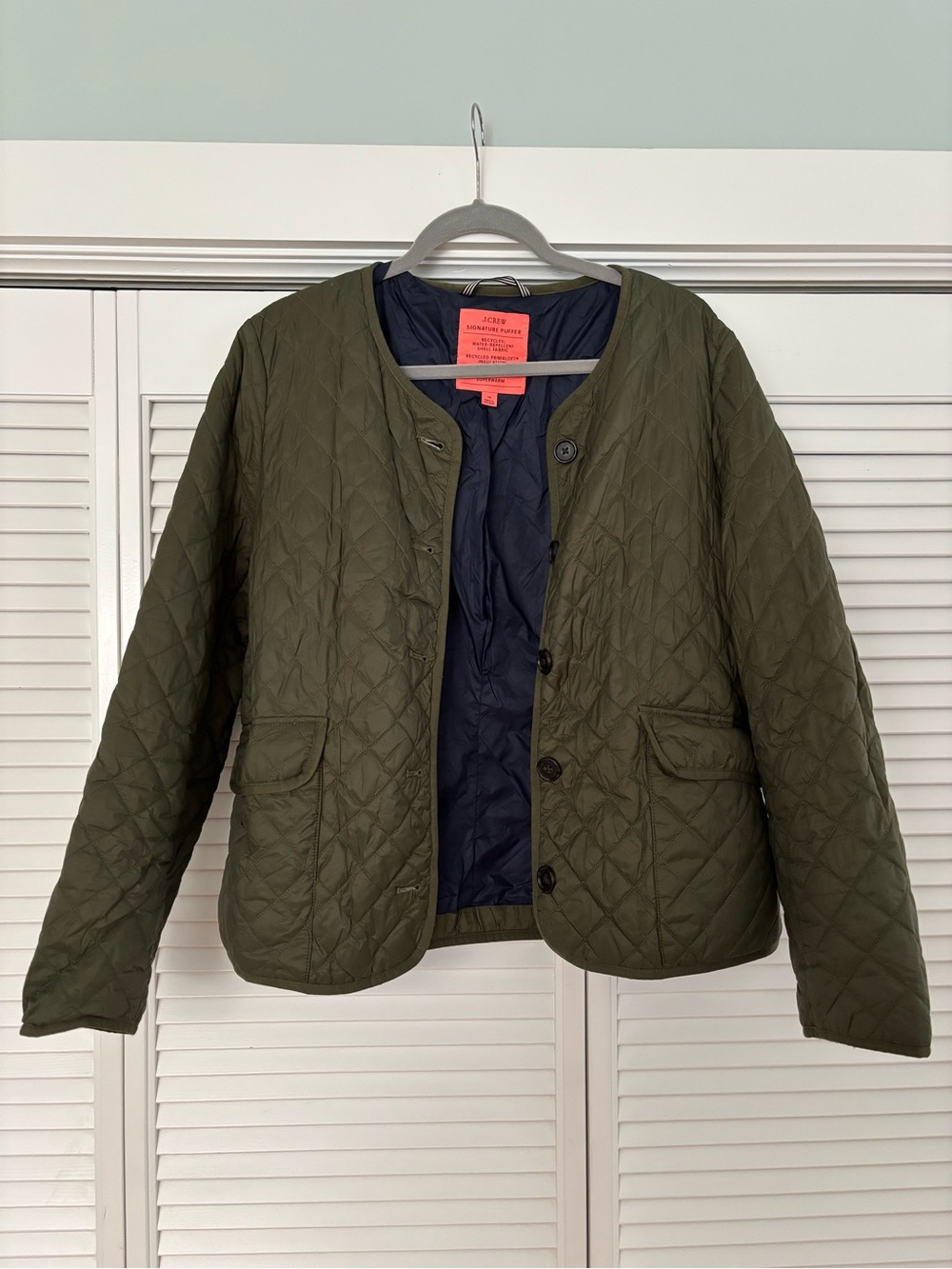 J. Crew Signature Puffer in Olive Green, 14
